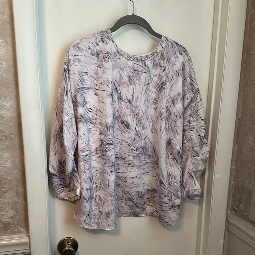 Worthington Purple Boxy Blouse with Relaxed Fit Size 0X NWOT